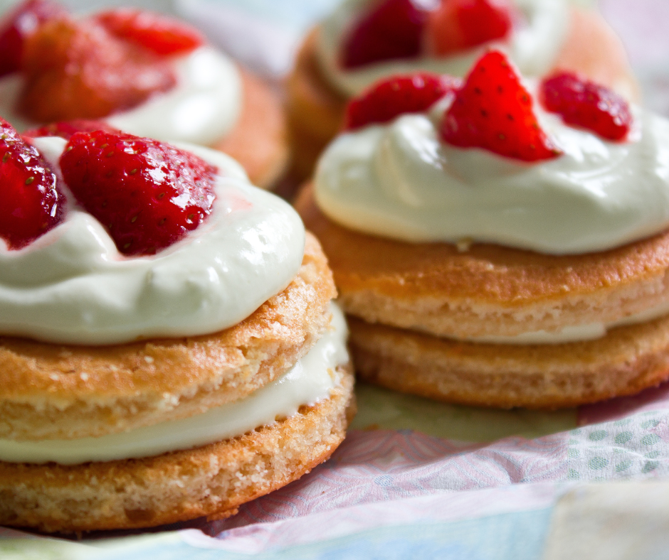 Strawberry cream filled puff pastries